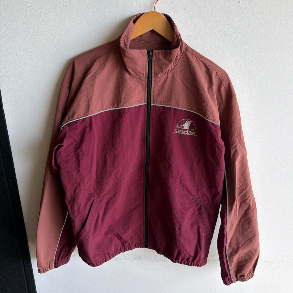 Sinclair Mens Windbreaker Jacket Burgundy Pink Colorblock Full Zip Size L